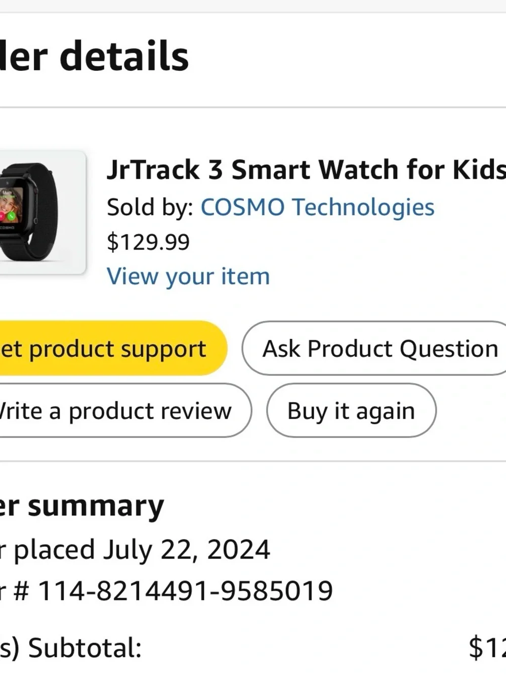 Cosmo JrTrack 3 Kids Smartwatch - Black